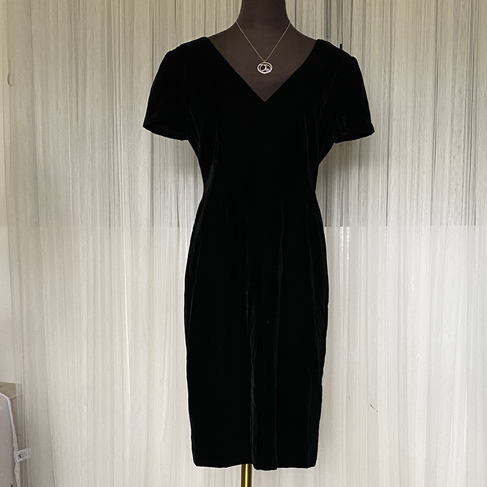 Elegant Black Velvet Dress Handmade by a Montreal Artist Gilles Giasson Size M